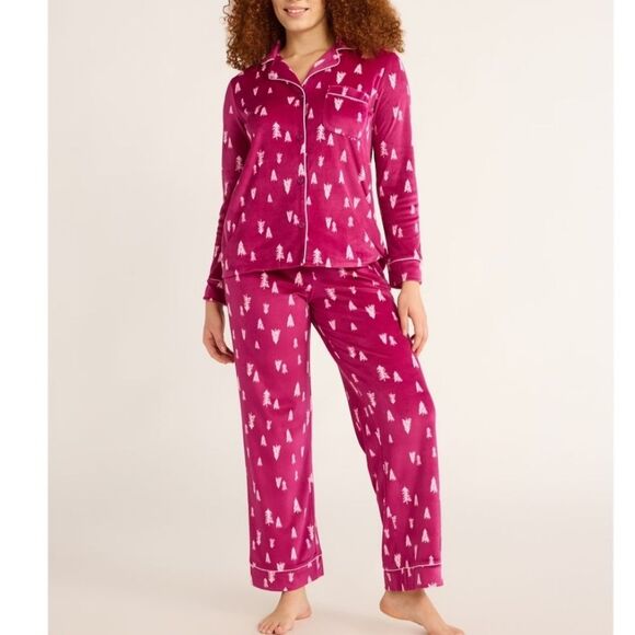 New Joyspun Magenta Christmas Tree Pajama Set 2X - Picture 3 of 15